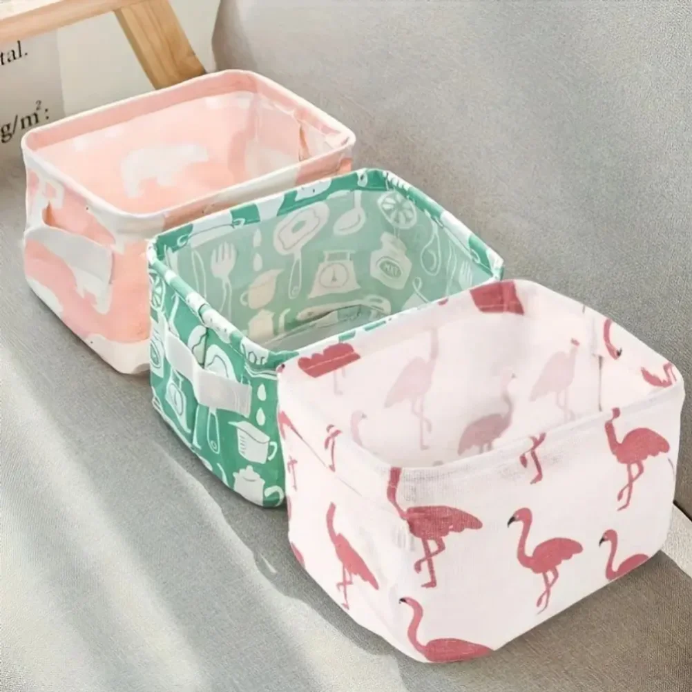 

1pc Cotton Linen Fabric Waterproof Desktop Sundries Basket Storage Box Cosmetic Toy Organizer Underwear Socks Clothes Storagebag