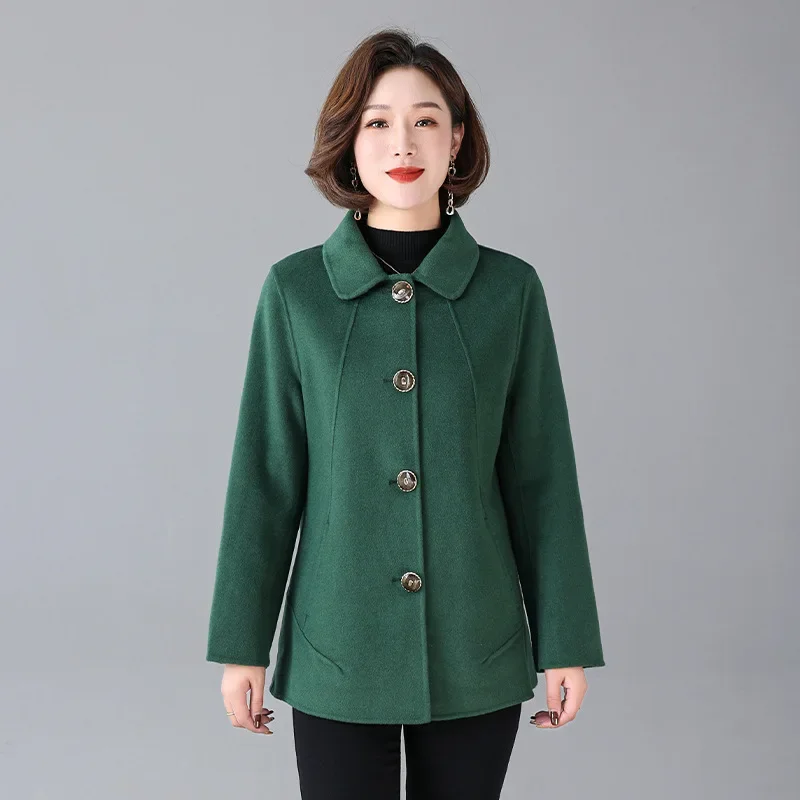 

2024 autumn and winter middle-aged and elderly female mothers winter clothing high-end hand-sewn short double-sided wool coat