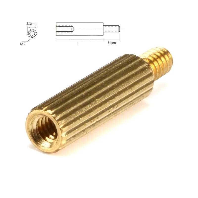 Hongtu 50pcs M2 Male 3mm X Female 3-30 mm Brass Screws Security Surveillance Cameras Pillars Knurled Standoff Space