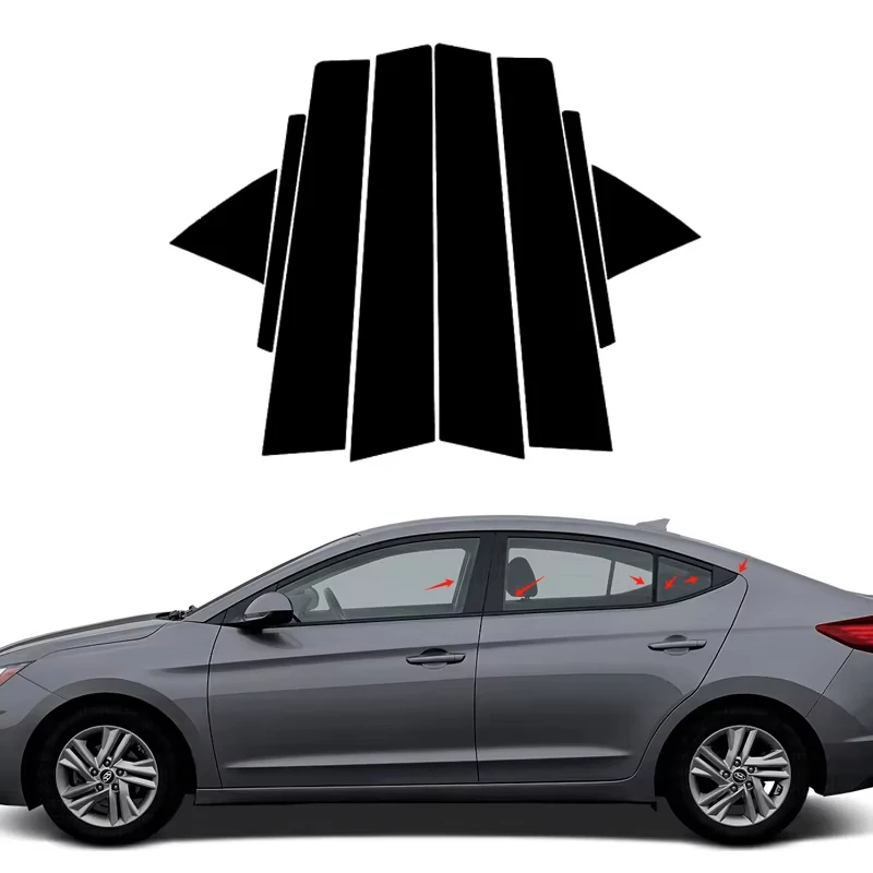 

8Pcs Car Door Window Pillar Center Post Trim Stickers For Hyundai Elantra Avante 2017-2019 2018 Auto Styling Accessories