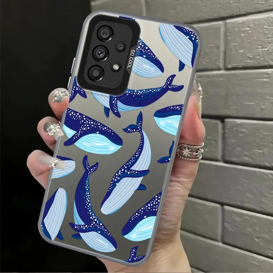 Back Phone Cover Case for Samsung Galaxy A04 A05 A71 A10 A20 A54 A50 A06 A07 A03 A72 A51 A52 A56 Whale
