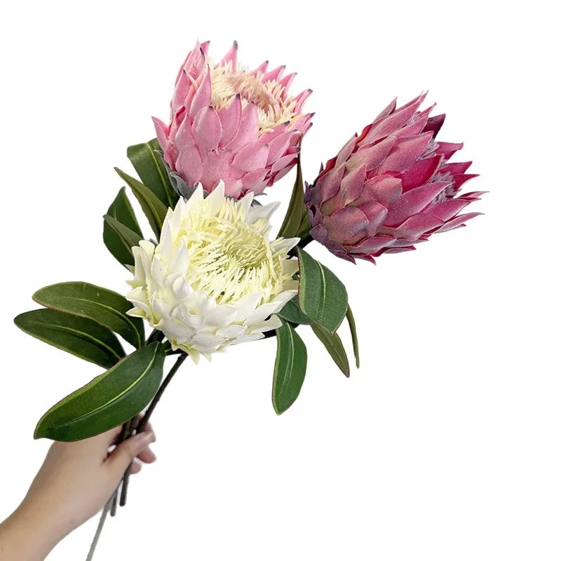 Flor de articha simulada flocada flor de emperador Artificial flocado flor de plástico de alta calidad para regalo de boda hogar