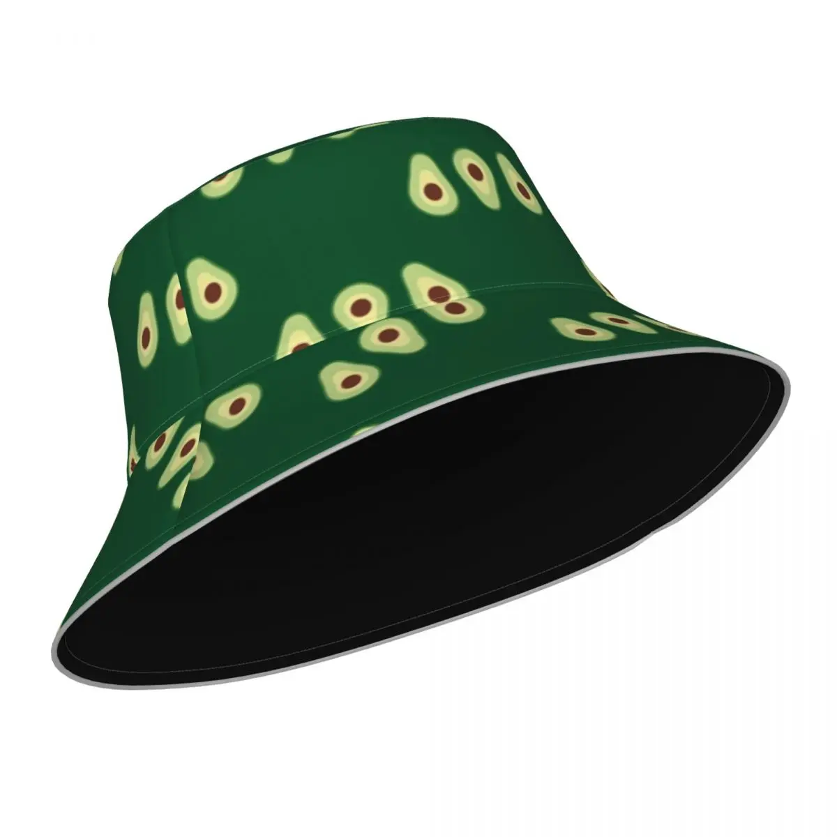 Avocado Print Bucket Hat Kawaii Fruit Original Outdoor Fisherman Hats Double-sided Wear Men Women Reflective Sun Hat