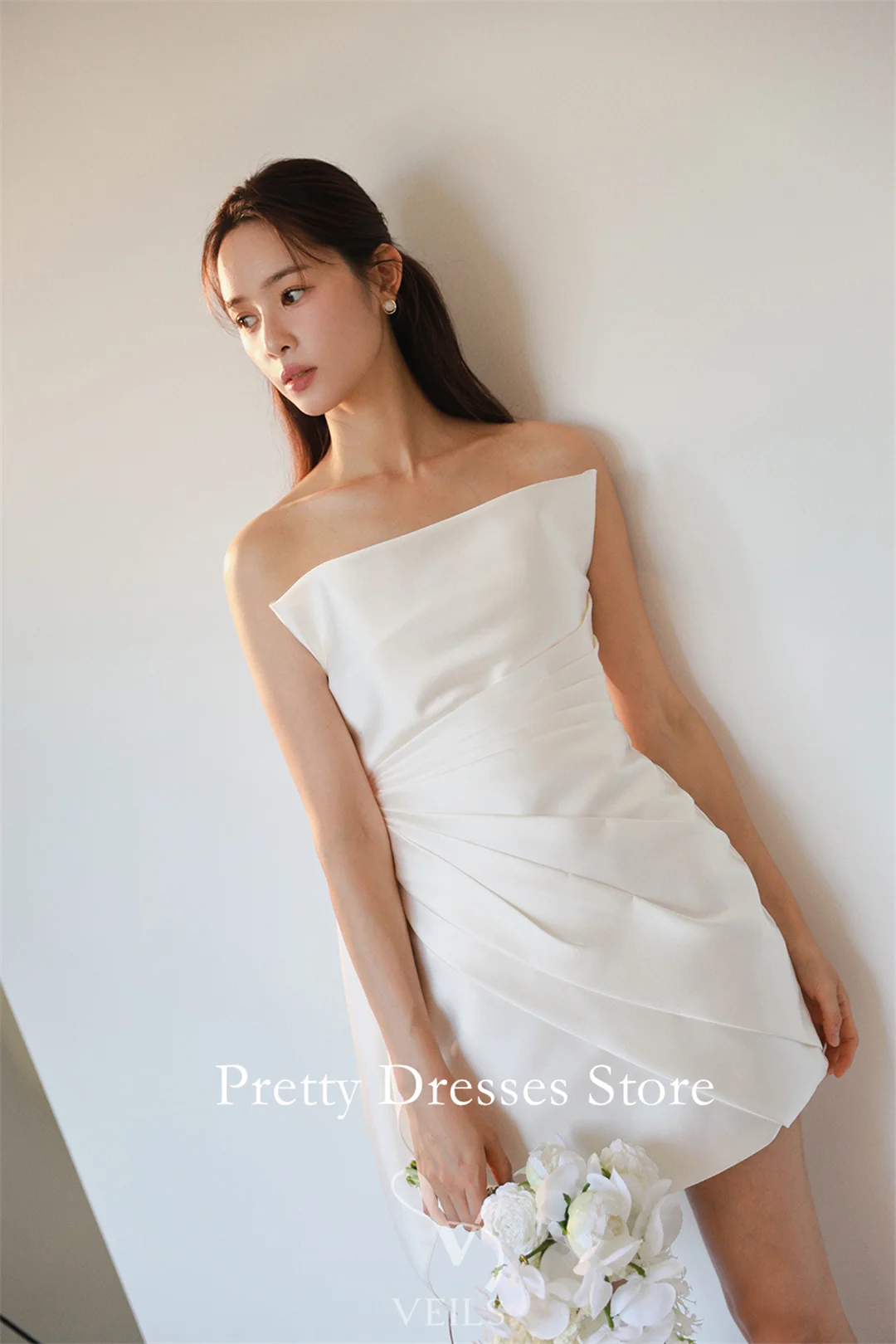 Strapless Elegant 2025 Style Garden Customized Ivory A-Line Mini Above Knee Wedding Dresses Corset Bride Growns Party Women