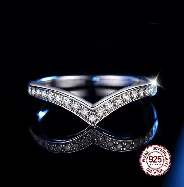 Simulated Diamond Moissanite Female Single Tail Ring Matching Wedding Diamond Band for Women 925 Sterling Silver Ring Jewelry