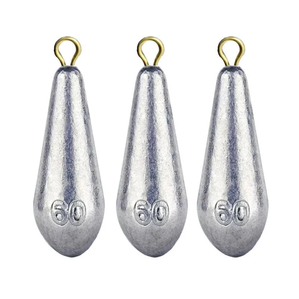 5PCS/Lot Weight Size 10g/15g/20g/30g/40g/50g/60g/70g Water Droplets Lead Weights Fishing Oval Split Shot Lead Sinkers