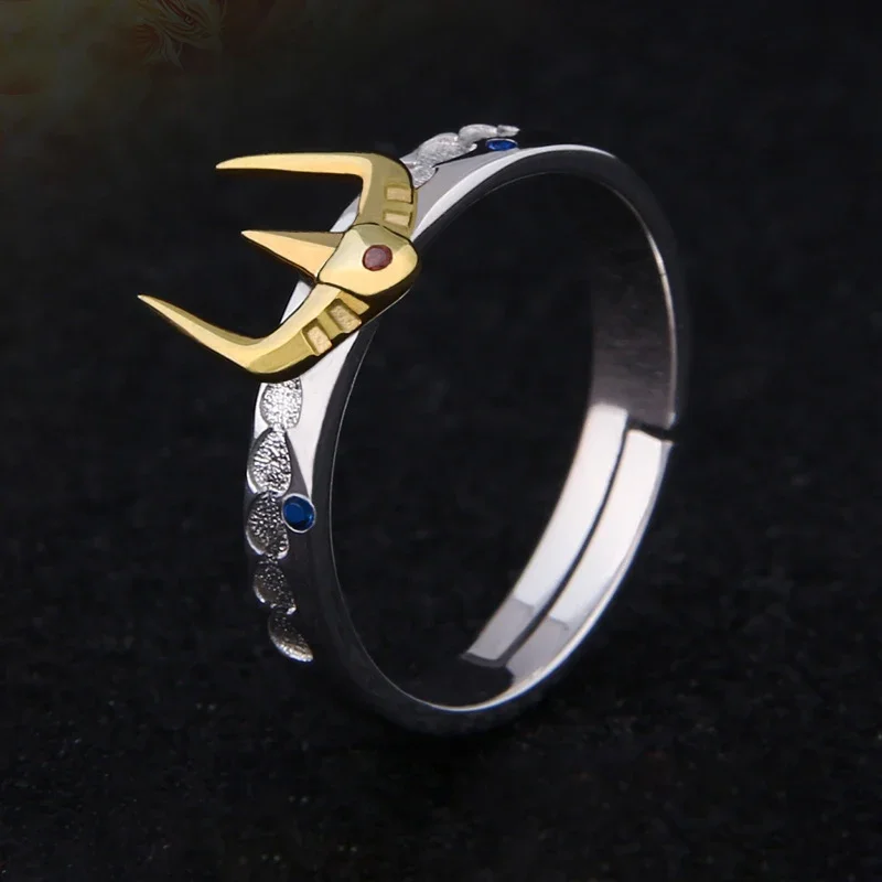 Anime Saint Seiya Cloth Myth Phoenix Ikki Cosplay 925 Sterling Silver Glacier impression Ring Women Men COS Props Jewelry