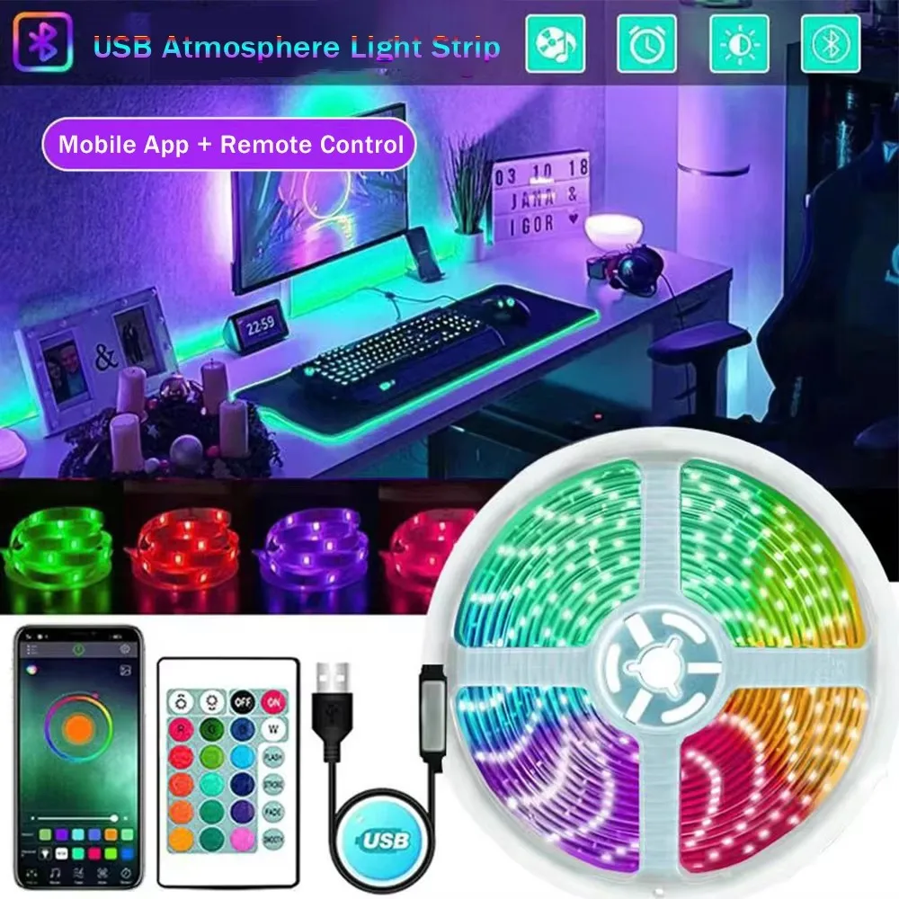 Bluetooth LED Strip Lights APP Control Music Sync 1-30M Flexible Color Changing Led Lights for Festival Party Gaming Room Decor