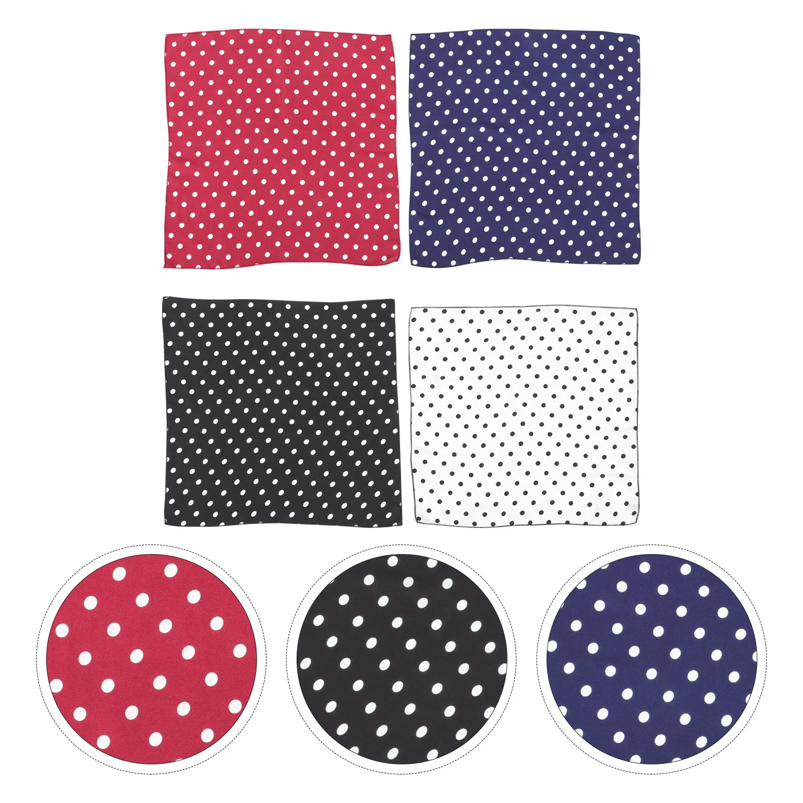 

Набор из 4 шарфов-платков в горошек из атласа для женщин: многофункциональные платки для волос, повязки на голову, шали, шейные платки, декоративные головные уборы для путешествий