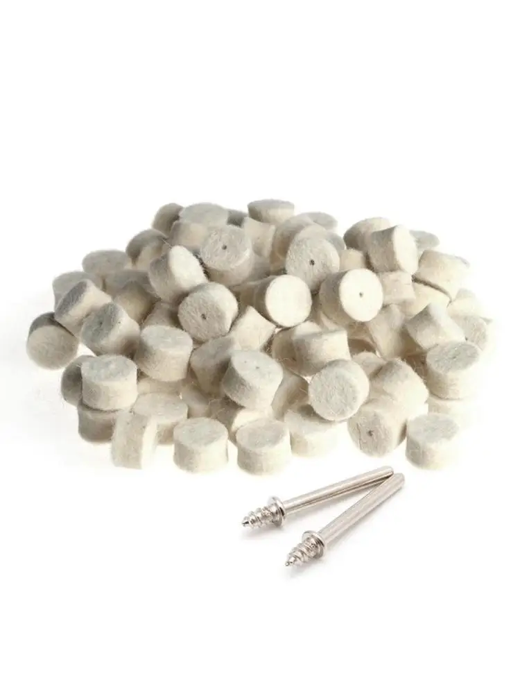 Tampon de polissage en feutre de laine, 100 pièces, 13mm + 2 tiges pour meule