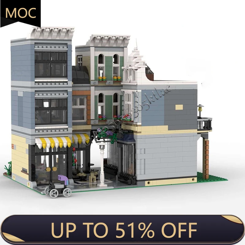 

3096 шт. MOC City Street Views модульная сборка Alleyway перевернутый строительный блок образовательная сборка детская игрушка Рождественский подарок