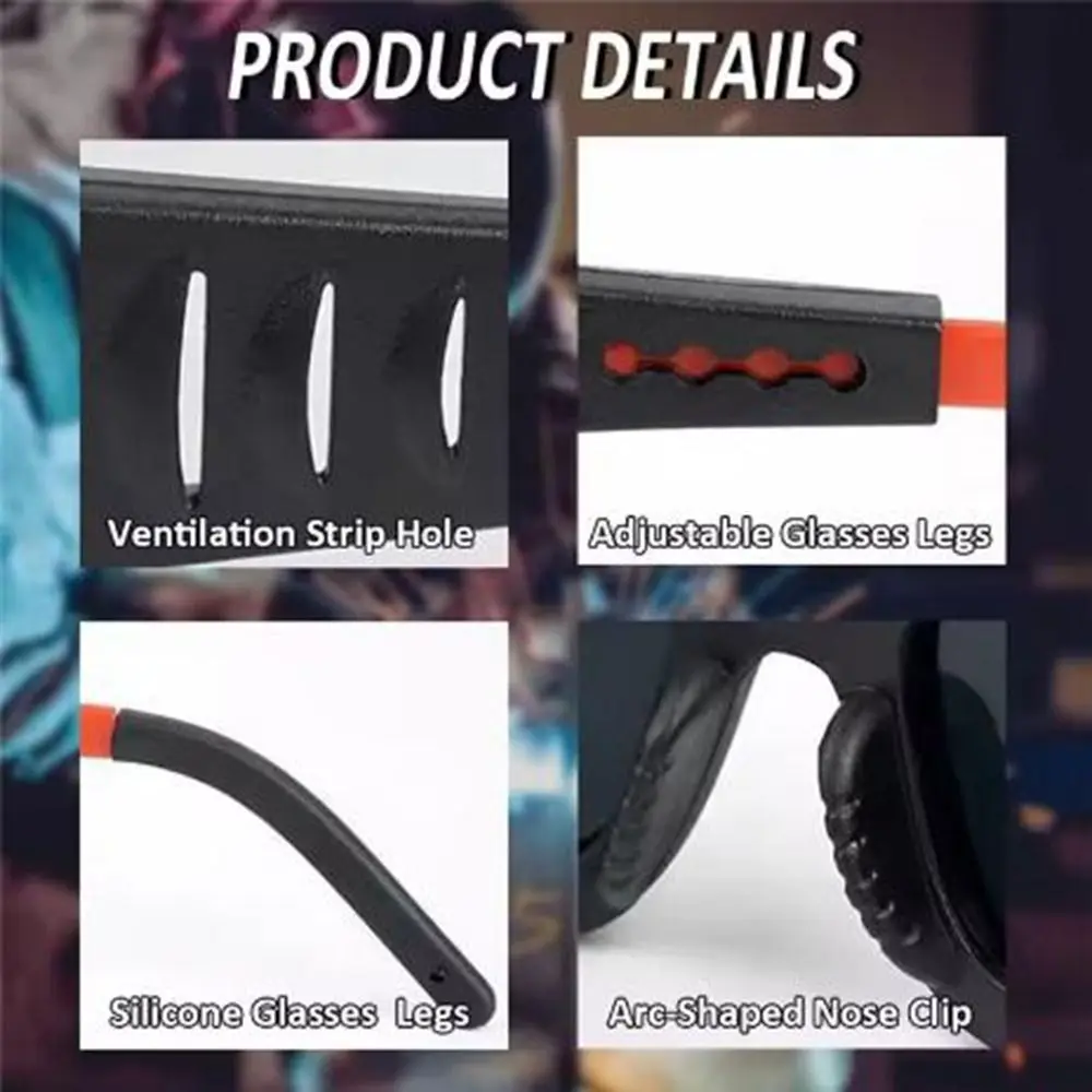 Solar Powered Automatic Dimming Welding Glasses Auto Darkening Anti-Scratch Welder Glasses Eye Protection with Headband