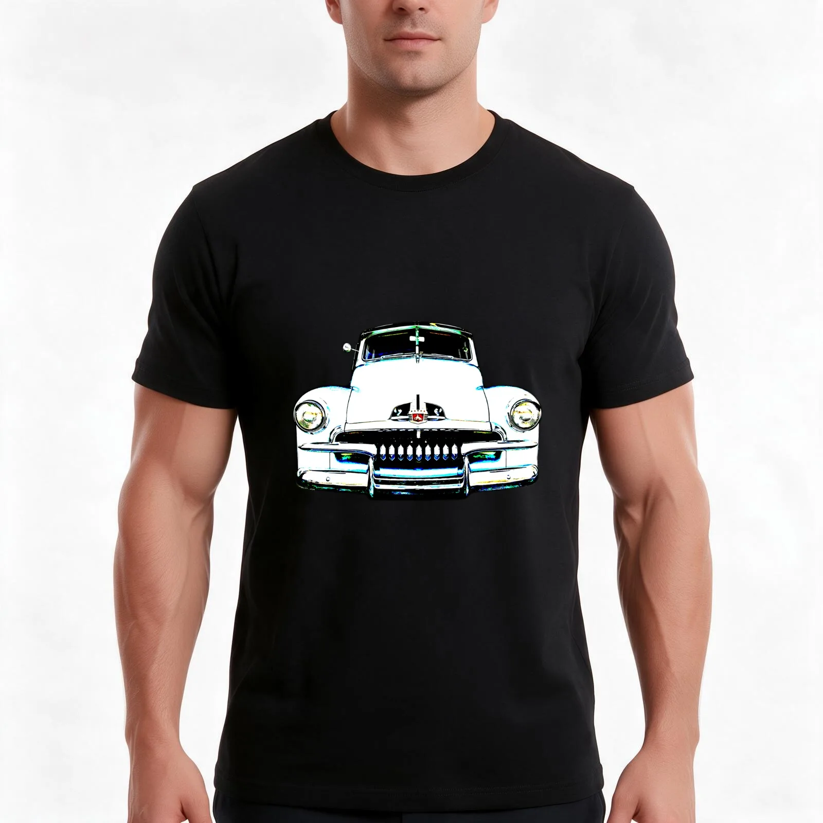 fj holden T-Shirt, Summer Casual Cotton Tee, Oversized Streetwear Tops, Vintage Graphic Print, Loose Fit Short Sleeve