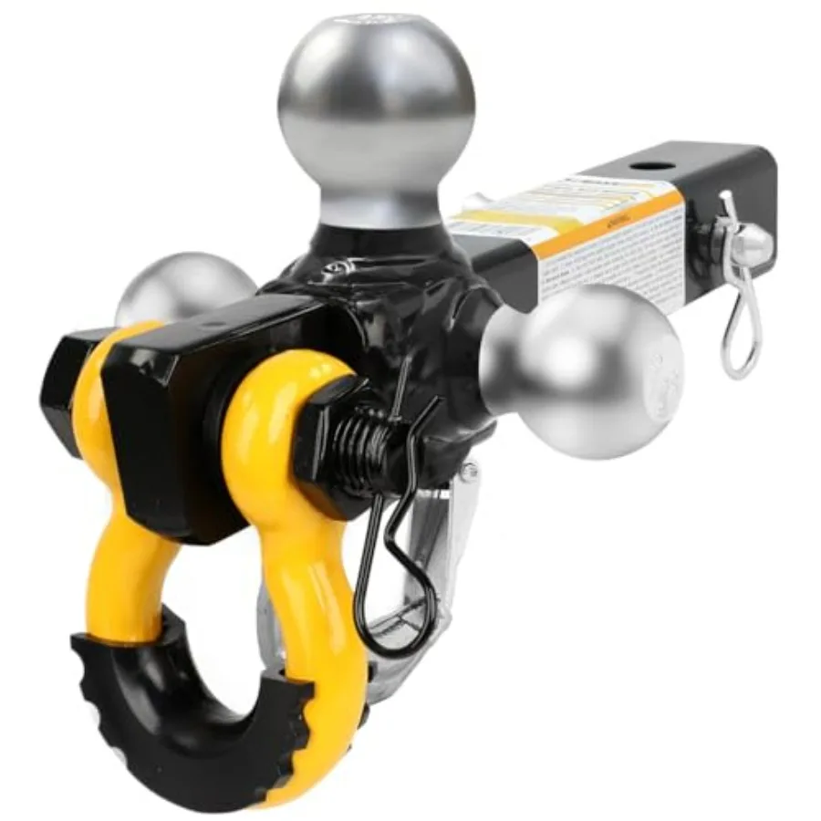 

Усиленное трехшарнирное сцепное устройство (фаркоп) на 12 000 фунтов с поворотным D-образным кольцом и крюком для 2 прицепов, подходит для шаровых опор 1-7/8 и 2-5/16 дюйма, черное, для буксировки