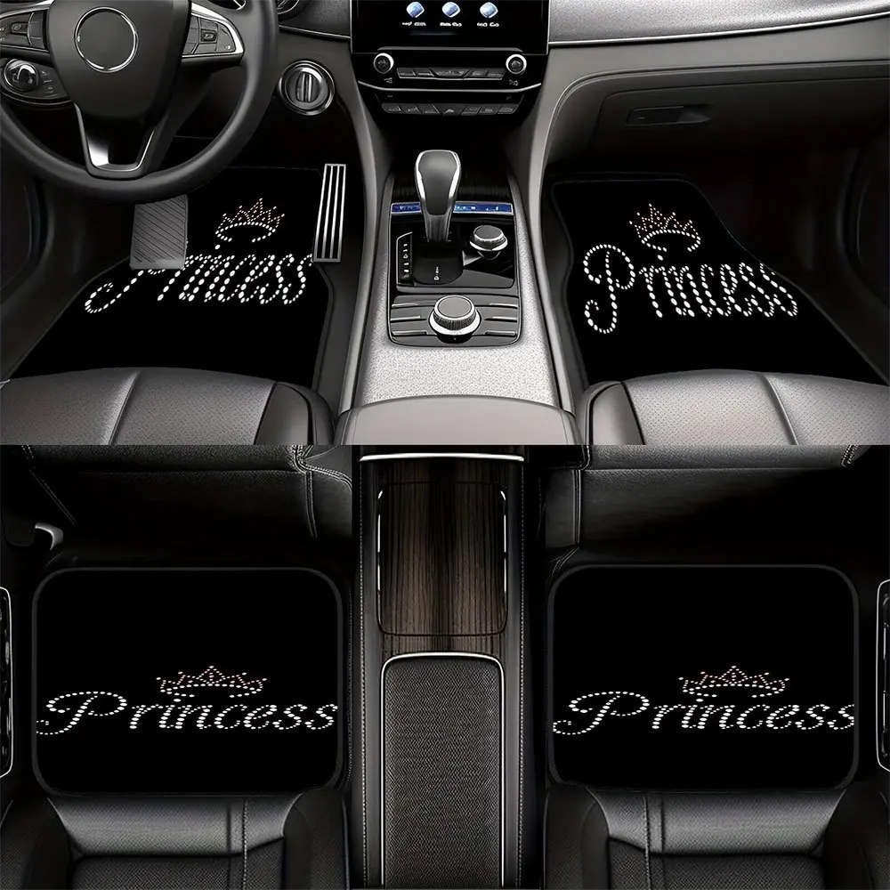 4pcs Princess-Themed Car Liners Compatible For All Vehicles - Durable Fit Auto Mats Suitable For, Trucks, SUVs - Ideal For & S,