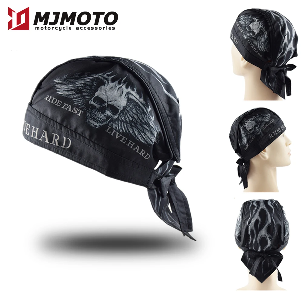 Motorcycle Helmet Balaclava Retro Summer Motorbike Head Wrap Headband Running Cycling Bandana Pirate Hat Men Women Outdoor Sport