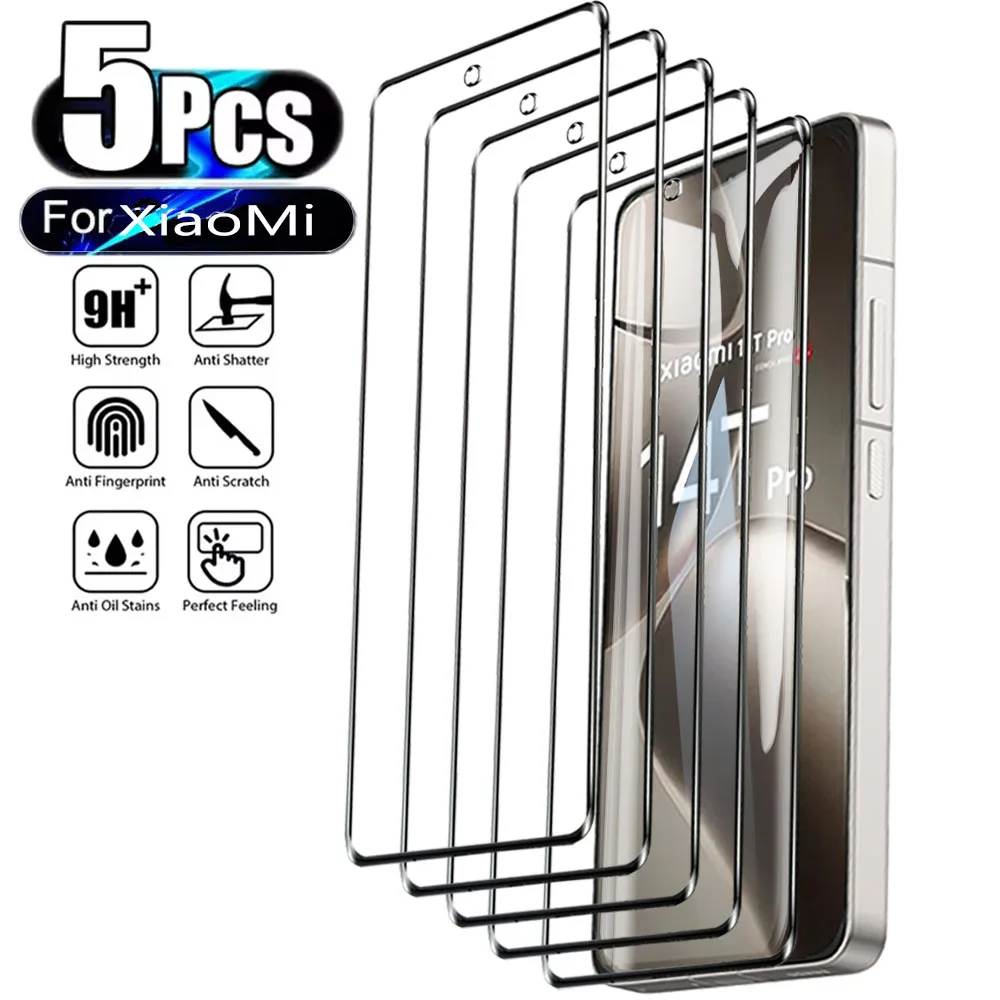 

5Pcs Screen Protector For Xiaomi 14T Pro 11T 12T 13T Pro 13 12 11 Lite empered Glass For Xiaomi 13T 12T 14T Pro Protection Glass