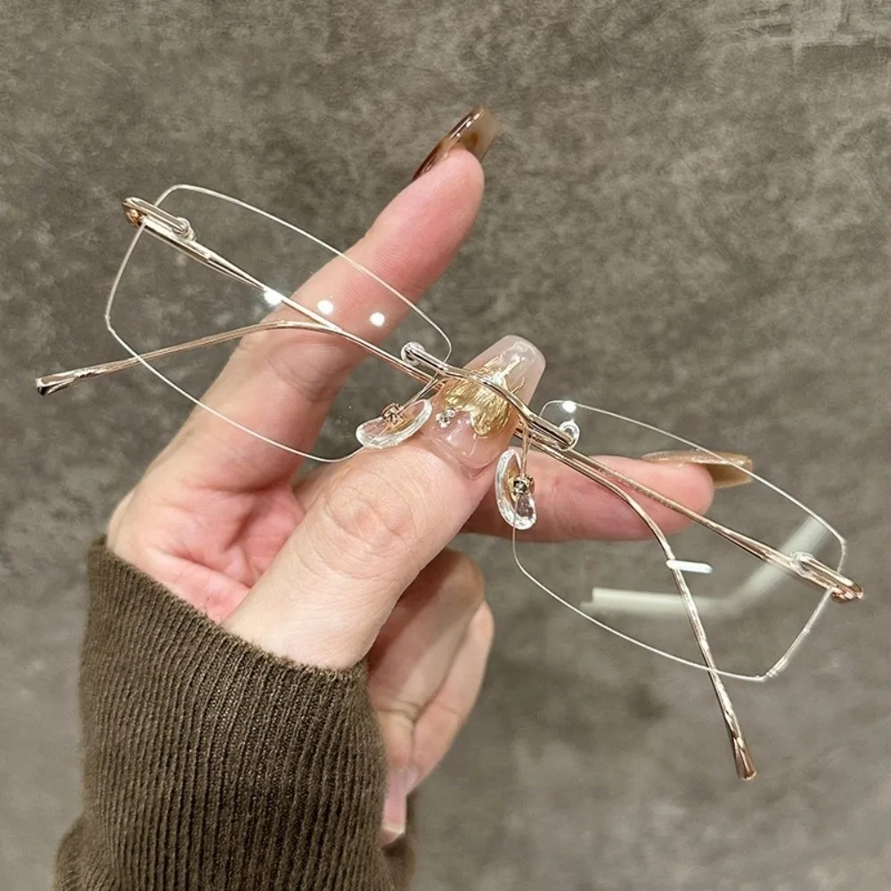 Spectacle Spectacle Lens Power 0 To -600 Anti Blue-ray Nearsighted Glasses Small Frame Vision Care Frameless Glasses Gold-rimmed - Aliexpress Deal