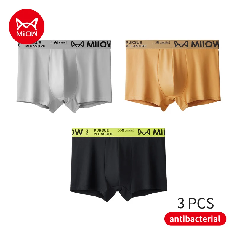 MiiOW 3Pcs Baumwolle Mann Unterwäsche Boxer Männer Graphene Antibakterielle Weichen männer Höschen Boxer Shorts Unterhosen 4XL MRM1923