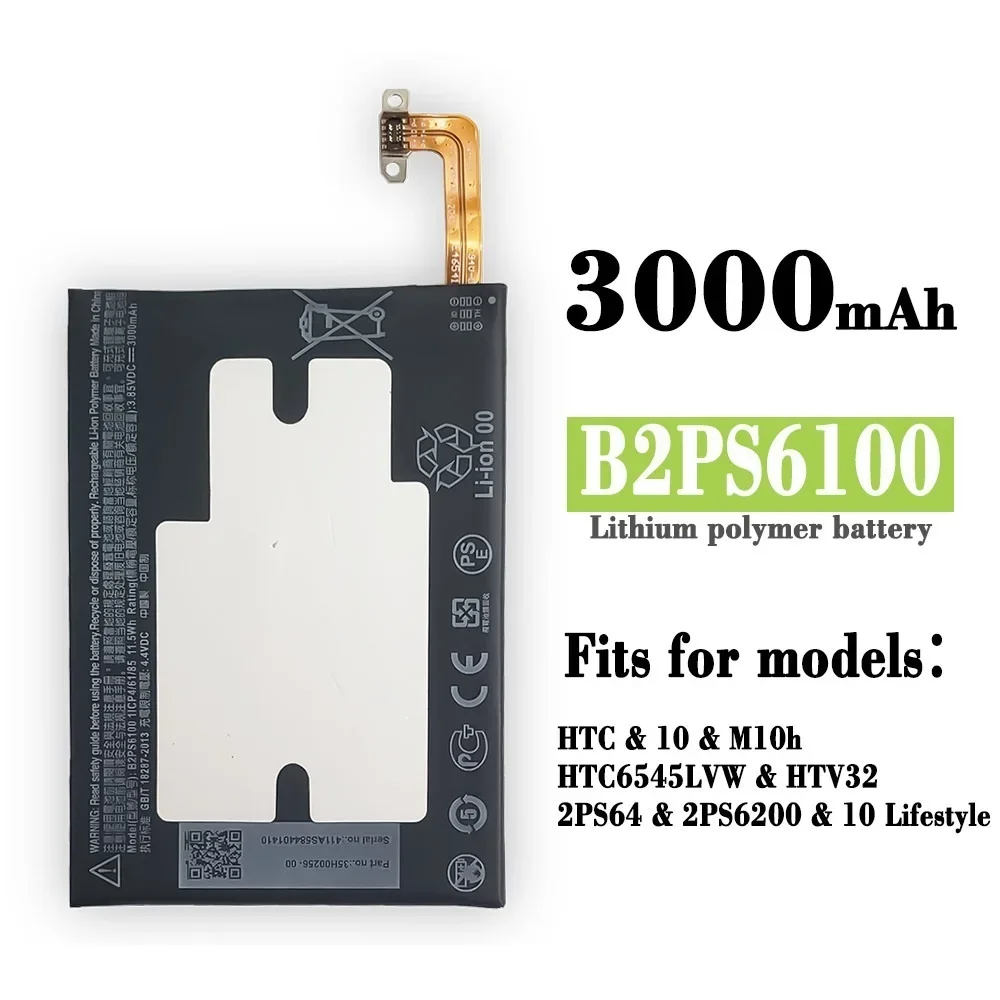 Batería de teléfono B2PS6100 de 3000mAh compatible con HTC One M10 10 M10H 10 Lifestyle HTC6545LVW HTV32 2PS64 2PS6200 Bateria + herramienta gratuita