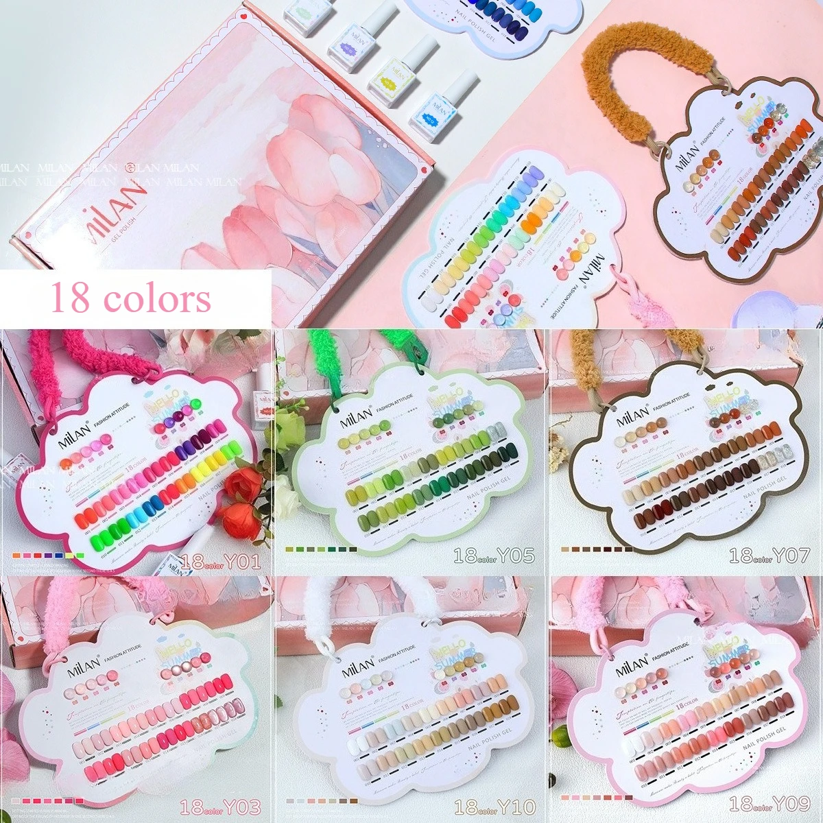 18개/세트 젤 네일 폴리쉬 세트, 사계절용 네온 마카롱 그린 레드 시리즈 UV/LED 젤 바니쉬, 매니큐어 키트 네일 용품