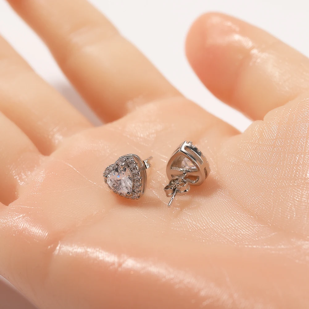 TBTK  Heart Shaped Earring Micro Paved Clear Cubic Zirconia Elegant Simple Earring Luxury Jewelry Gift For Women Girl image 6