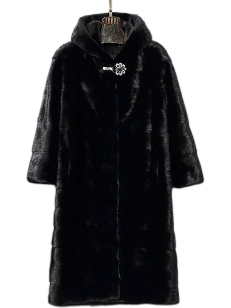 Abrigo de piel sintética para Mujer, abrigo de visón grueso y esponjoso de manga larga, prendas de vestir exteriores cálidas, chaqueta de piel de lujo, abrigos largos elegantes para Mujer Bontjas