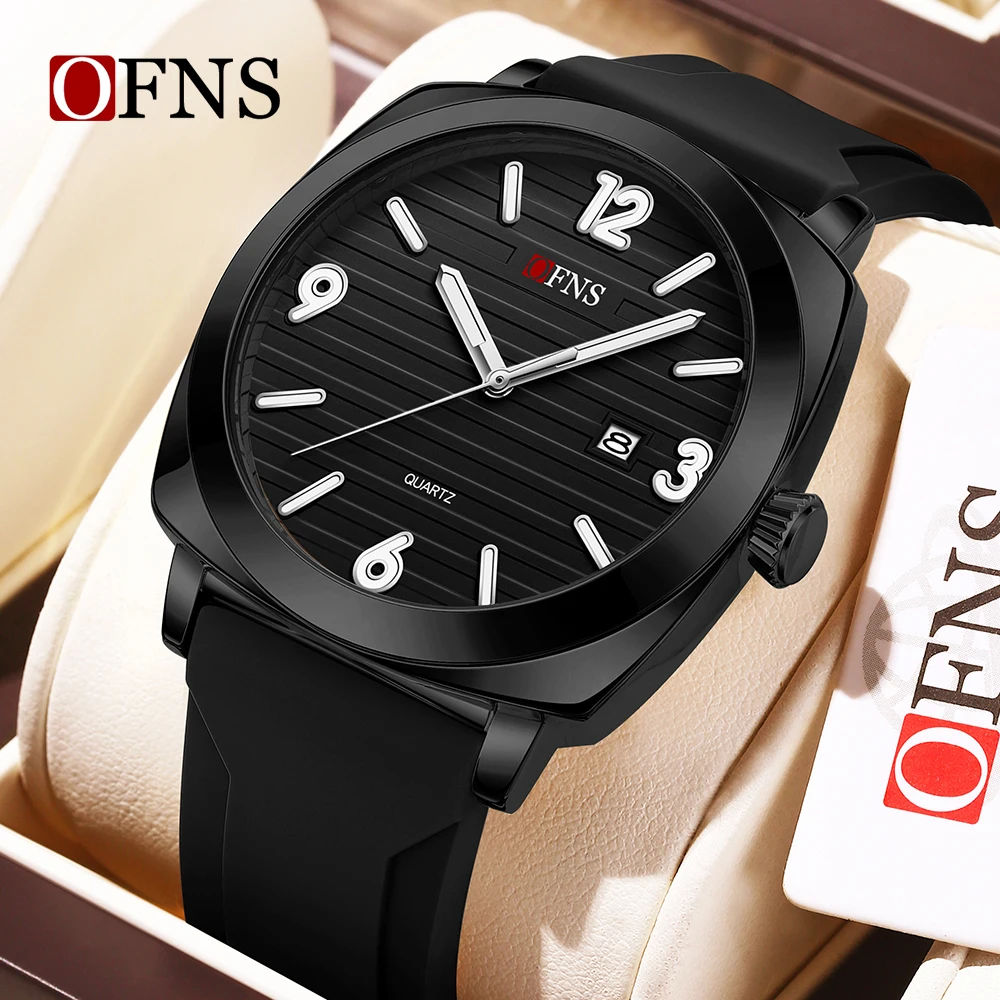 OFNS 신상 1618 패셔너블 슬림 남성 쿼츠 시계 방수 야광 싱글 캘린더 심플 캐주얼 남성 쿼츠 시계 2025