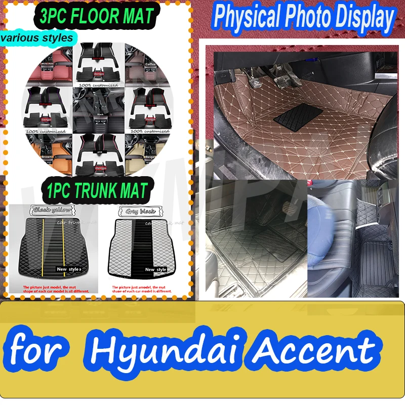 Alfombrillas de lujo para coche Hyundai Accent Verna Super Pony Brio Dodge Attitude MC MK3 2006 ~ 2011
