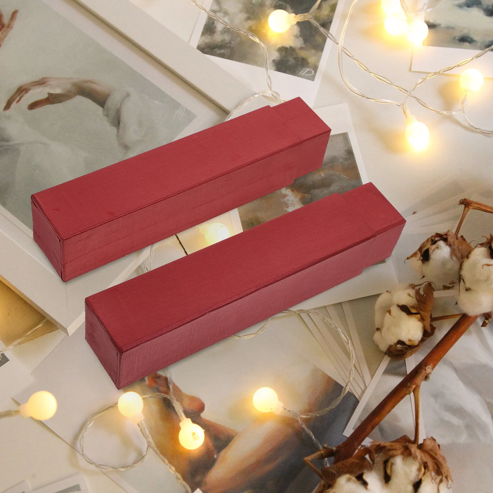 

2pcs Calligraphy Scroll Box Album Storage .5 44cm Purple Red Artwork Document Calligraphy Scroll Holder Boxes