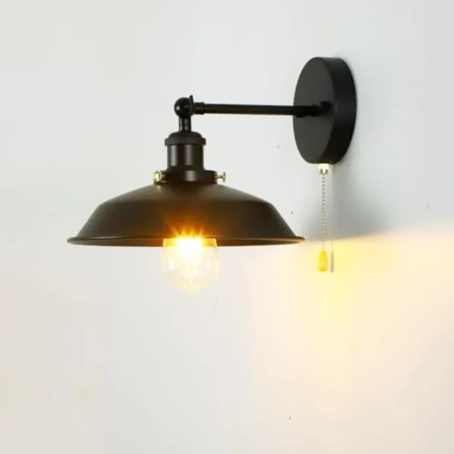 

Industrial Black Wall Sconces Light with Pull Chain Switch, Wall Mount Light Lamp for Kitchen Bathroom Bedroom Vanity Hallway D