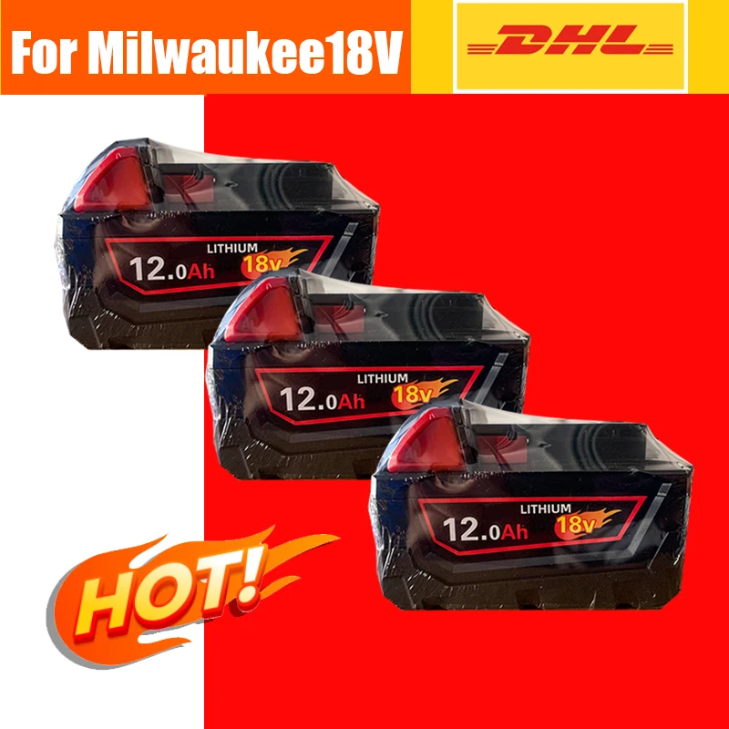 

For Milwaukee 18V battery M18-HB3 high energy battery 12AH , original Milwaukee M12-18FC charger 48-11-1815
