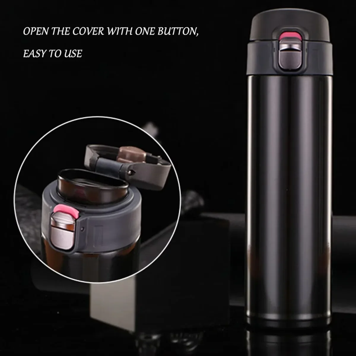 500ML Stainless Steel Bouncing Cover Vacuum Flask Thermos Cup Coffee Tea Milk Thermo Bottle Coffee Mug Water Bottle