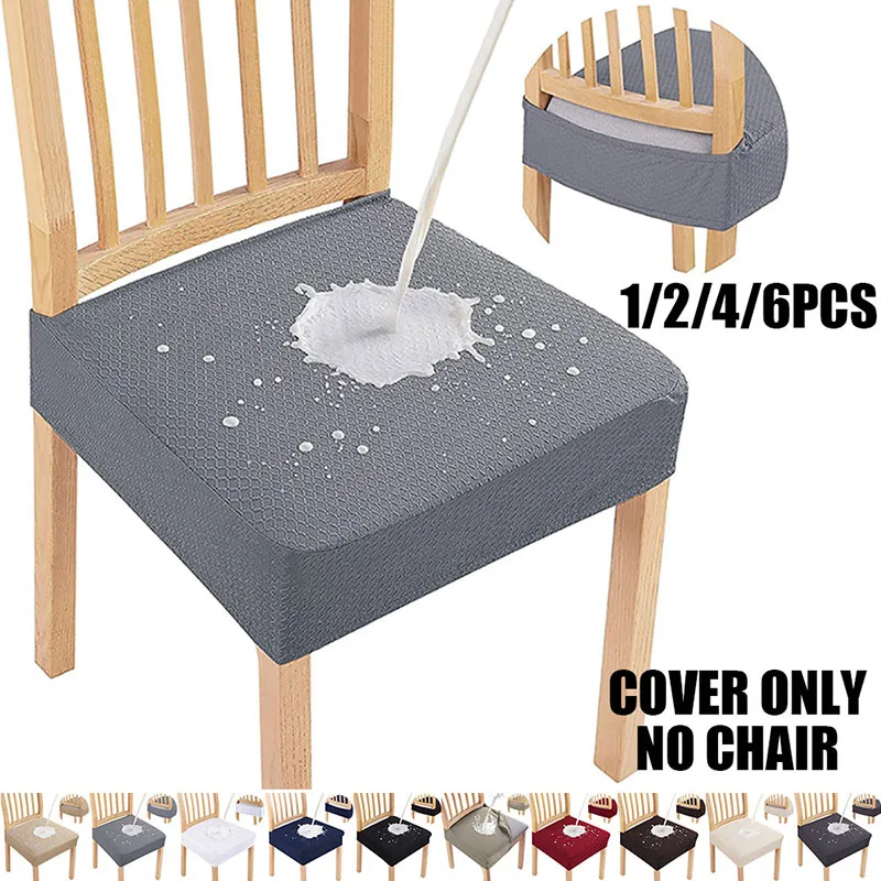 1/2/4/6 Uds. Funda impermeable para asiento de silla para comedor Jacquard cocina fundas protectoras de cojín de silla lavables y extraíbles