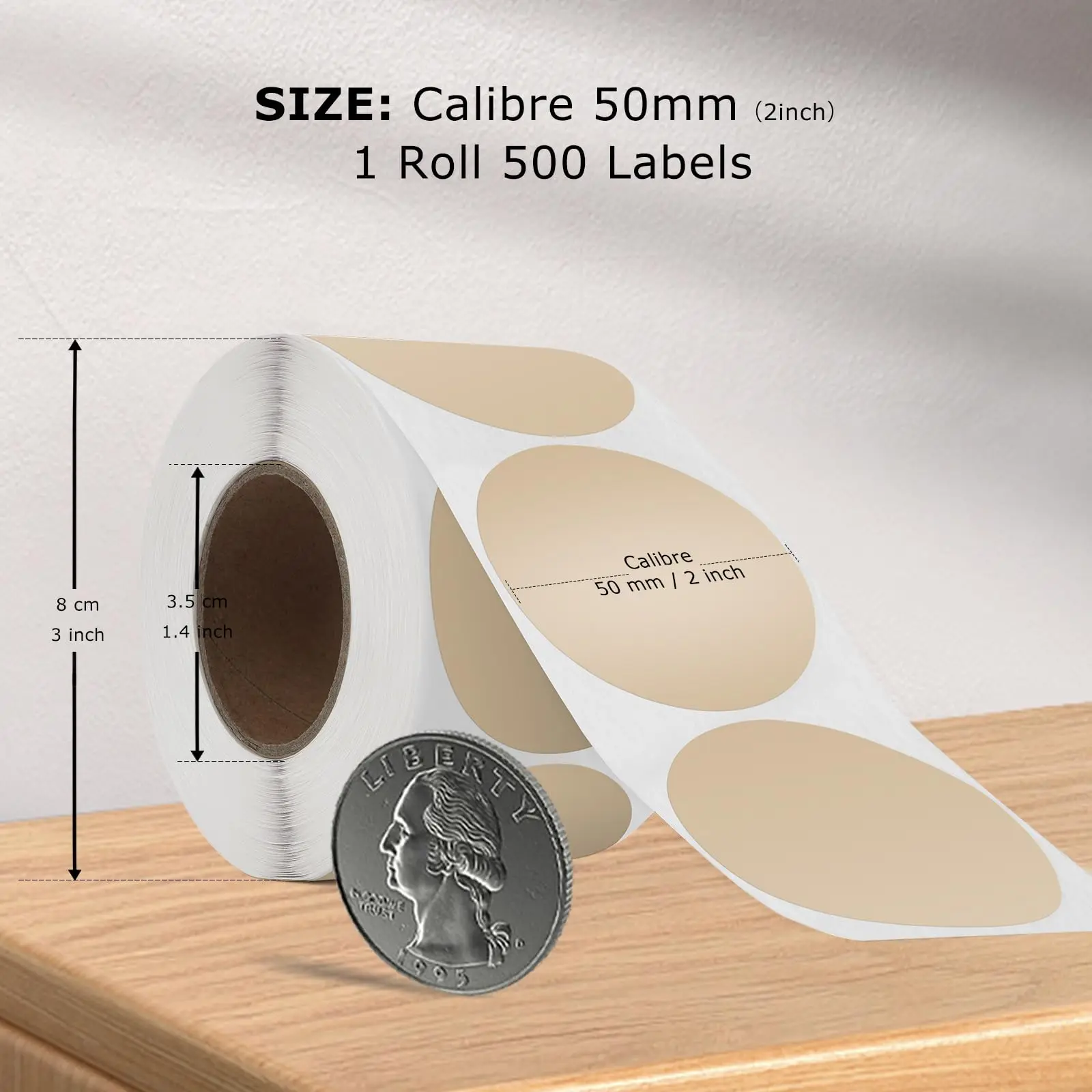 Étiquettes autocollantes bouclées manuscrites auto-adhésives – Feuilles de papier thermique marron et bleu, étiquettes rondes de 2 pouces pour bocaux, bouteilles