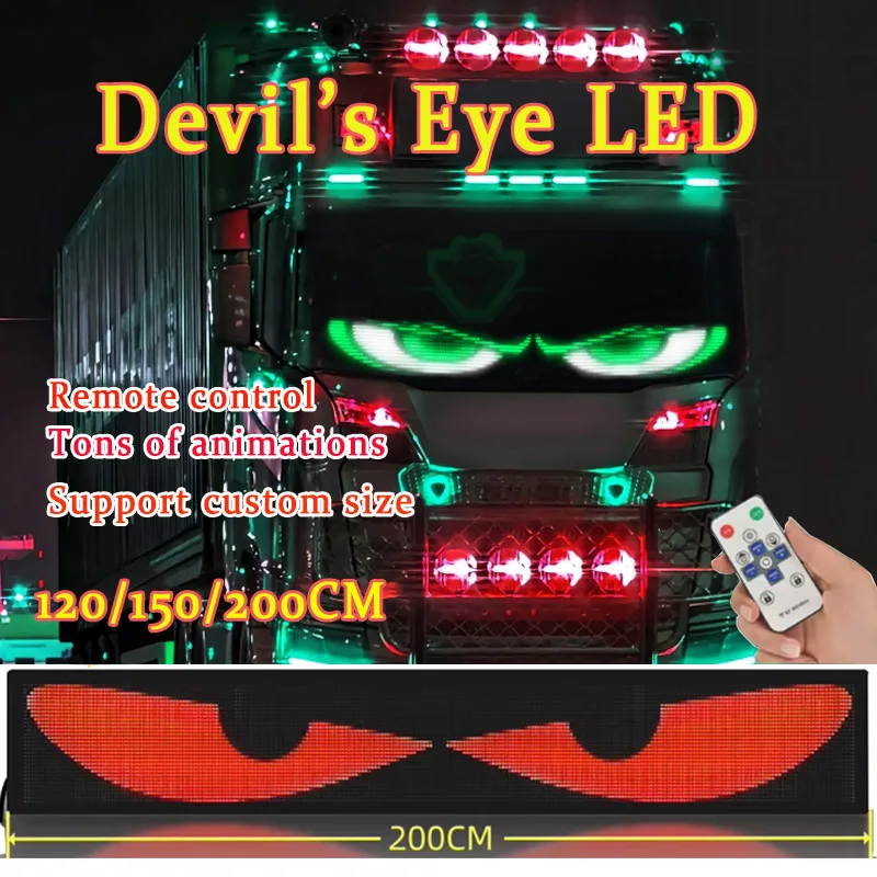 

Led Car Truck Devil Eye Soft Foldable Lighting Scrolling Stick Up Text Board Windshield Matrix Pixel Panel with Remote Control