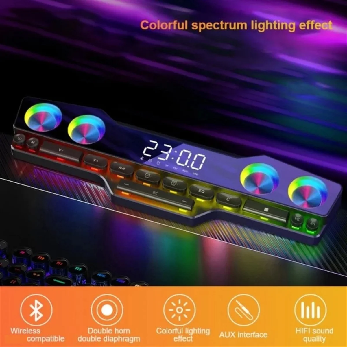 V18 Dazzle Colour Speakers Home Desktop Computer Game Big Sound LED Colour Lights Gaming Keyboard Bluetooth Speakers