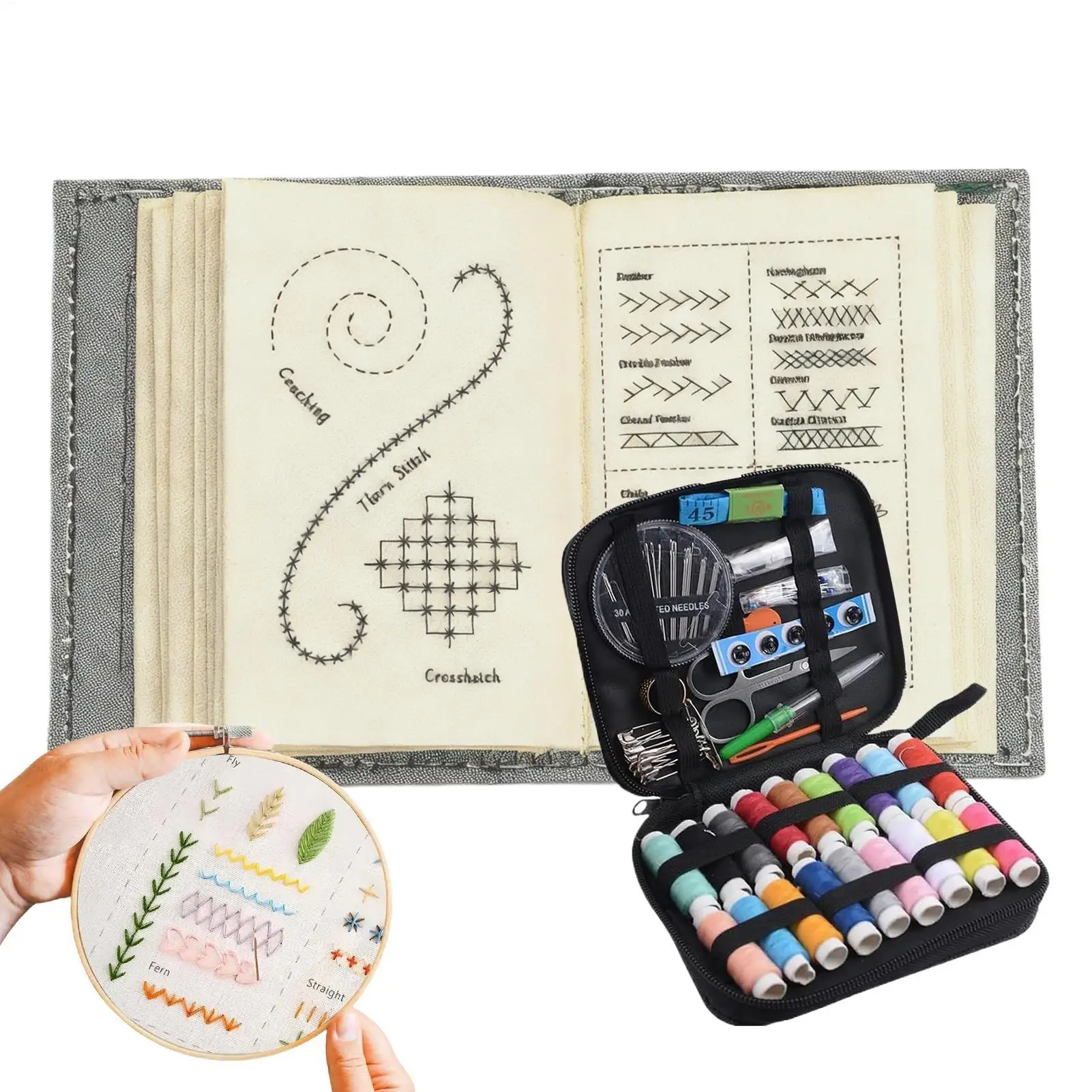 Embroidery Stitches Book Embroidery Needle Guide Including step-by-step tutorials/ embroidery needle book/ Including sewing tool