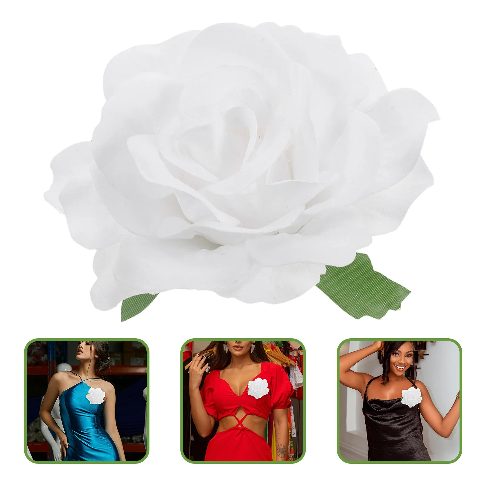 

2Pcs Artificial Rose Hair Clip Fabric Flowers Brooch Bridal Wedding Party Hairpins Hair Accessories Rose Flowers Brooch Pin