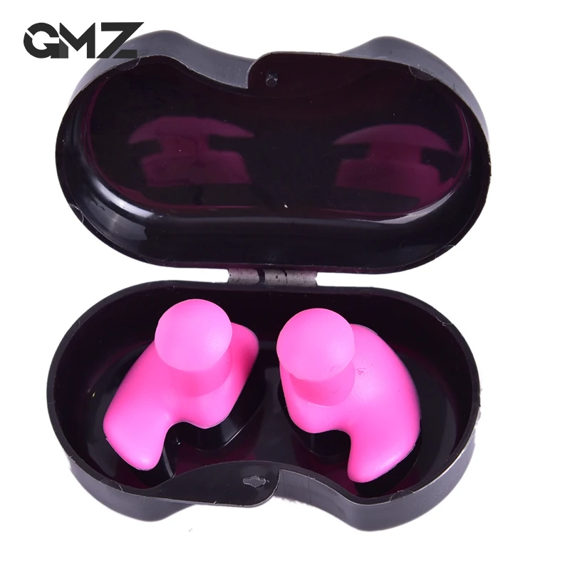 Bouchons d'oreille en silicone souple et étanche, bouchons d'oreille anti-poussière, accessoires de plongée et de natation, boîte de collecte, sports nautiques, 1 paire