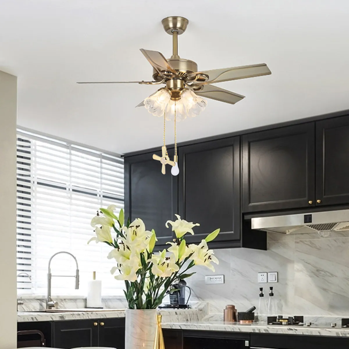 

Набор металлических подвесок-цепочек с бусинами для потолочного вентилятора, винтажный декор, золотистый, прочный, нержавеющий, комплект соединителей