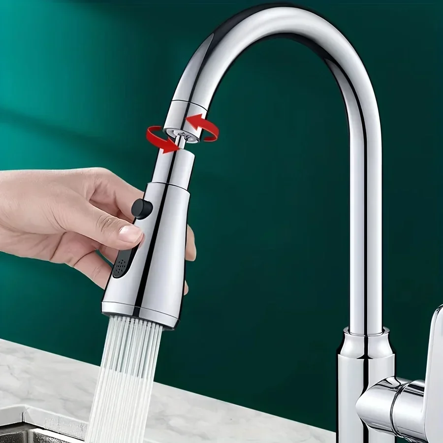 Universal Kitchen 3-step Adjustable Tap Splashproof Extender Household  Booster Sprayer Universal Tap with Swivel Spout