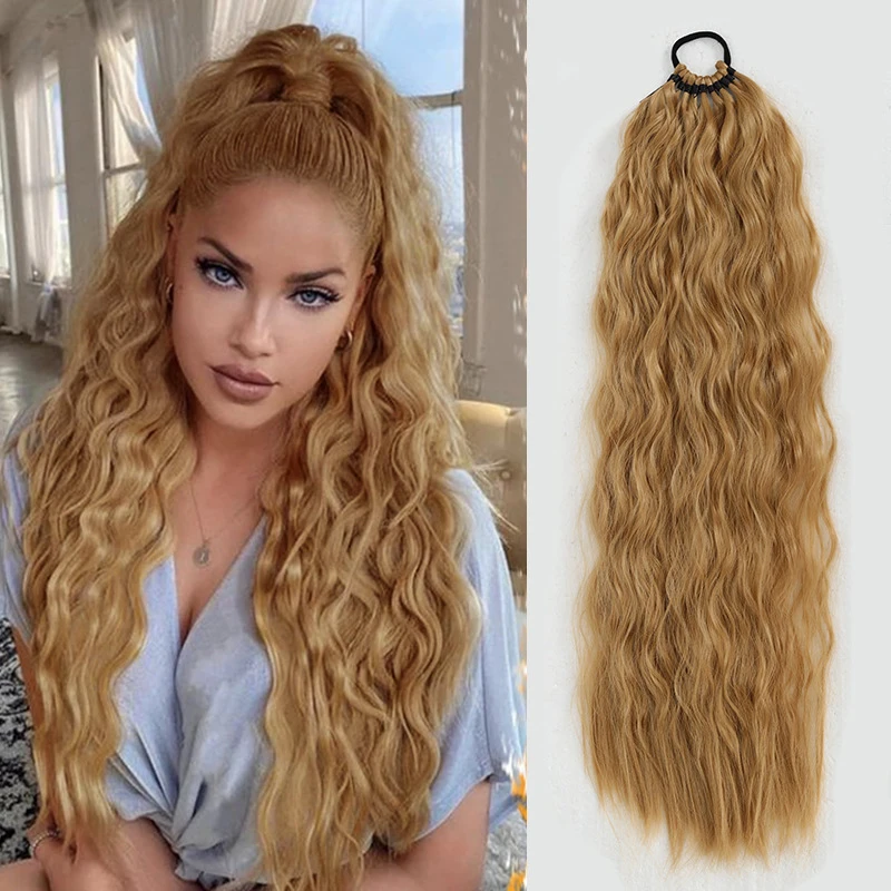 

Wig 24-inch water ripple ponytail 11 braids wig daily wear styling curly ponytail