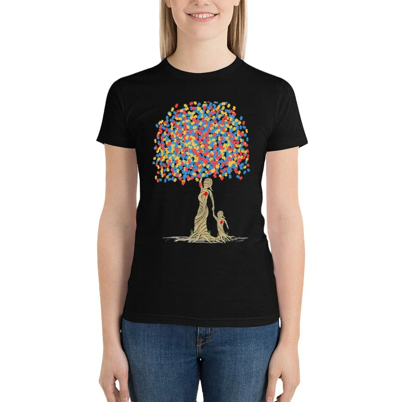 

Autism Awareness Autistic Kids Puzzle Pieces Tree T-Shirt blanks sports fans anime clothes t shirt Women