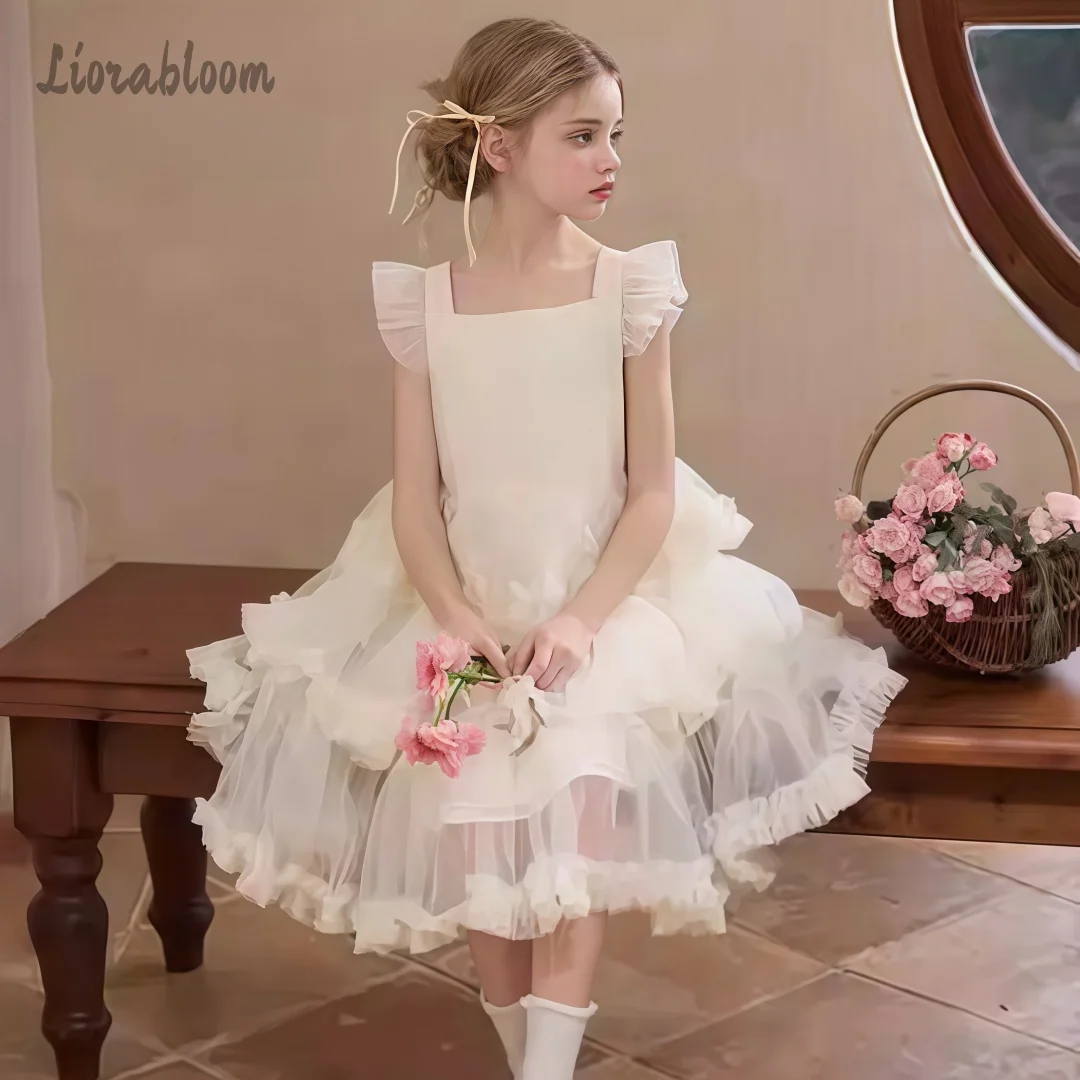 

Girls' Formal Dresses White Tulle Gowns Flower Girl Dresses Party Dresses Everyday Princess Dresses Elegant Girls' Dresses
