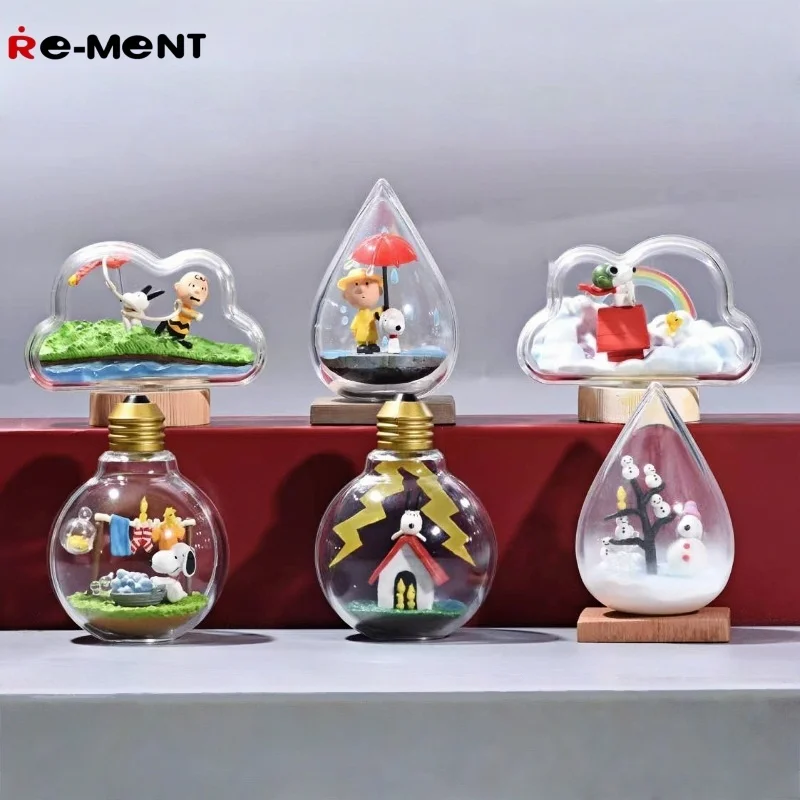 

Spot Goods Re-Ment Snoopy Anime Action Figureweather Terrarium Scene 1-6 Box Miniature Dolls Trendy Blind Box Collect Toys Gifts