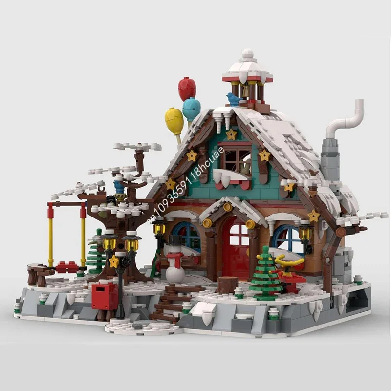 Moc City Street View Winter Kindergarten Haus Baustein Set DIY Zusammengebaute Ziegel kinder Spielzeug Geschenk