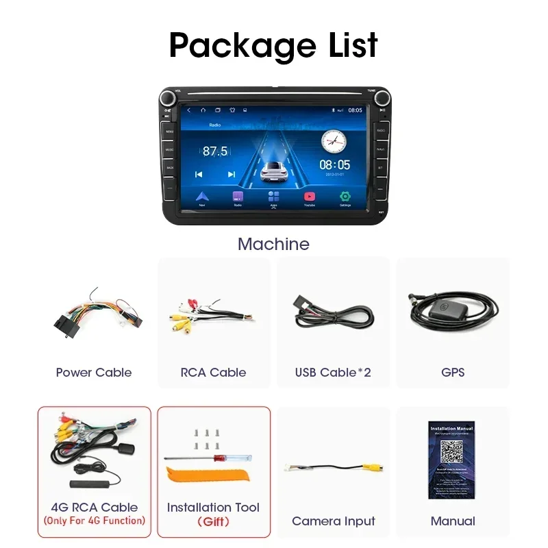 2 Din 4G Android 12 Car Stereo Radio for Volkswagen VW Passat B6 B7 CC Tiguan Touran GOLF POLO GPS Carplay Auto Head unit IPS