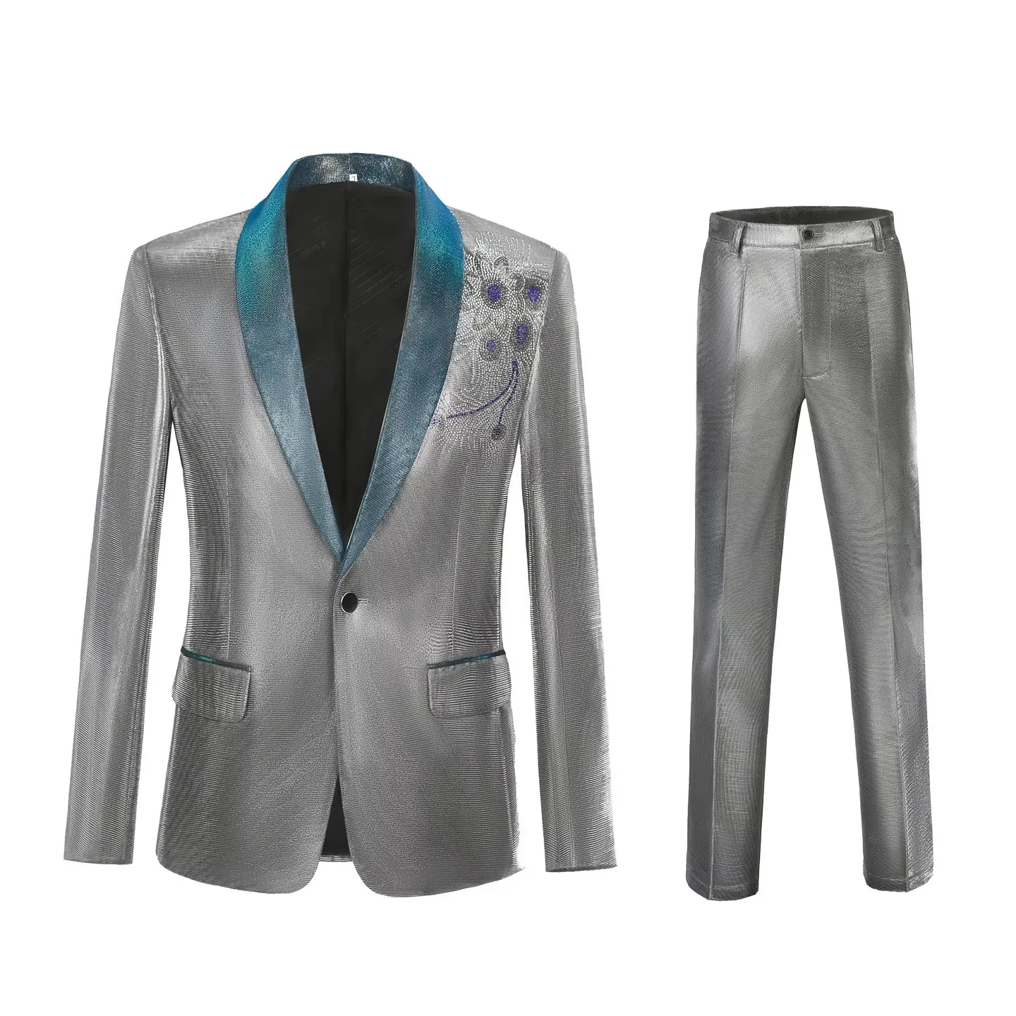 

Мужской тонкий деловой костюм, костюмы для свадебного банкета жениха, приталенные блейзеры с цветочным принтом, брюки, комплект певицы, наряд для фотосессии