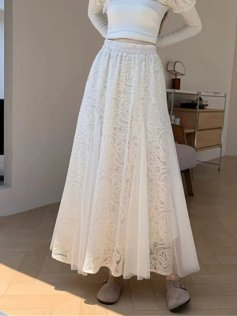 Elegant Tulle and Lace-Paneled Fishtail Skirt For Women Chinese Qipao Underskirt Layering Petticoat Autumn Winter New